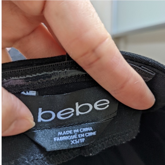 Bebe - Strapless Peplum Top With Blue/Yellow/Orange Embroidered-like Design - Picture 6 of 6